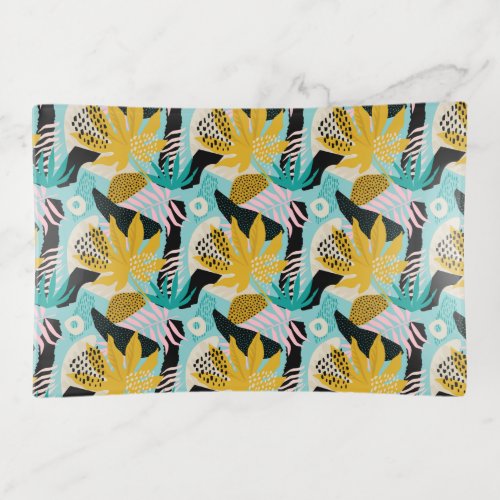 Tropical Rainforest Leaves Pattern Trinket Tray