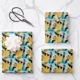 Tropical Rainforest Leaves Pattern Wrapping Paper Sheets