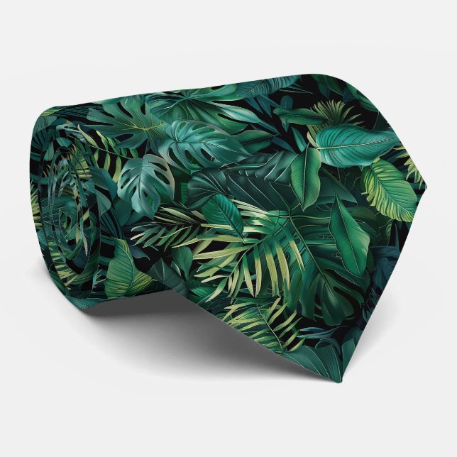 Tropical Rainforest Leaves Tie (Rolled)