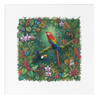Tropical Rainforest Macaw Toucan Jaguar Art