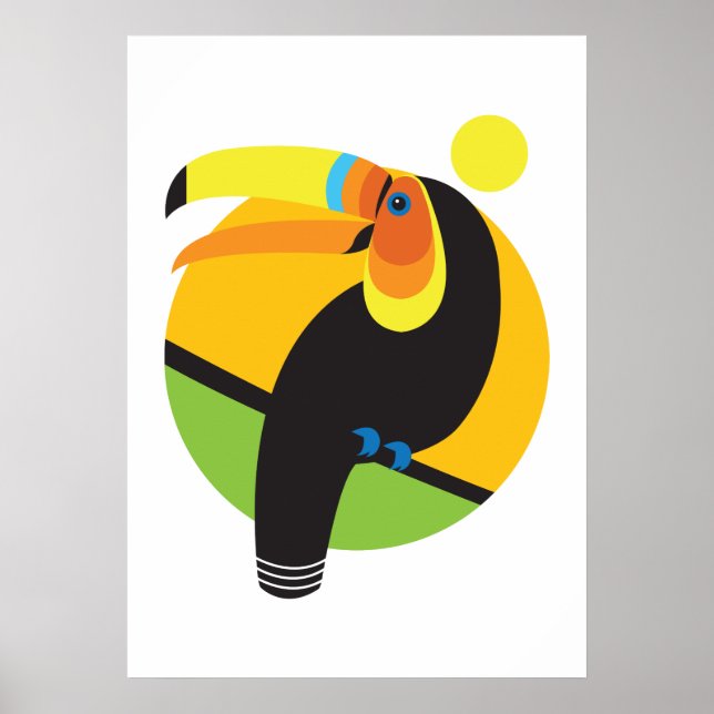 Tropical Rainforest Modern Graphic Toucan Bird Poster (Front)