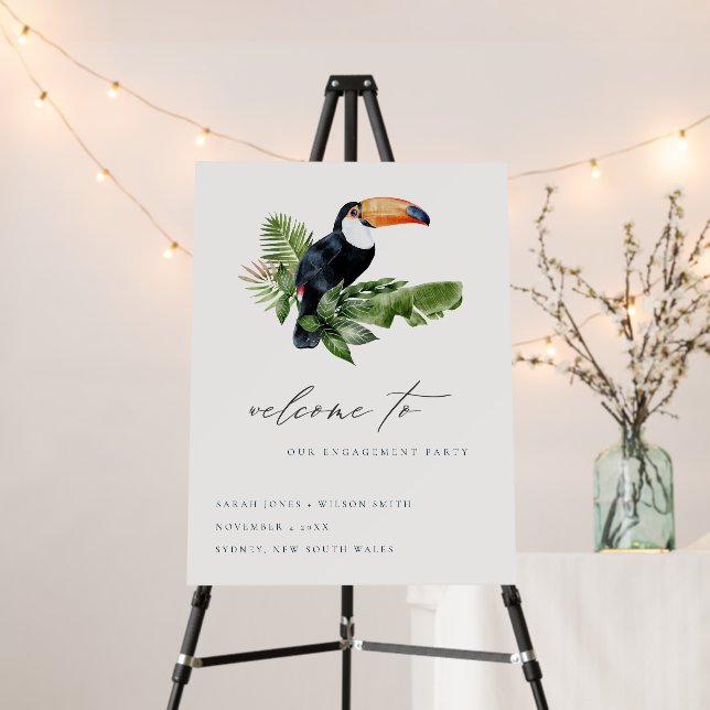 Tropical Rainforest Toucan Engagement Welcome Foam Board (In Situ (Stand))