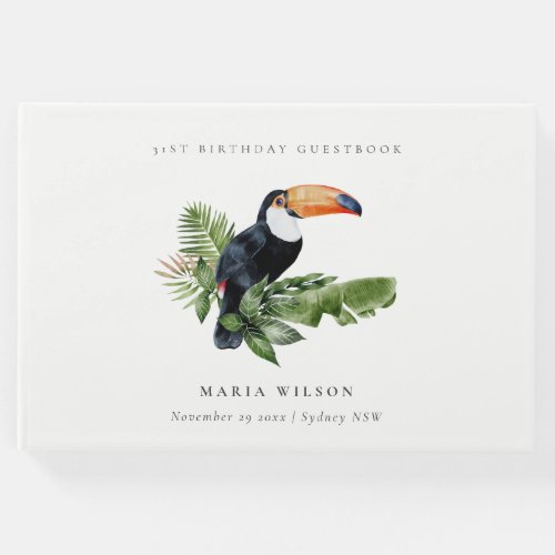 Tropical Rainforest Toucan Fauna Any Age Birthday Guest Book