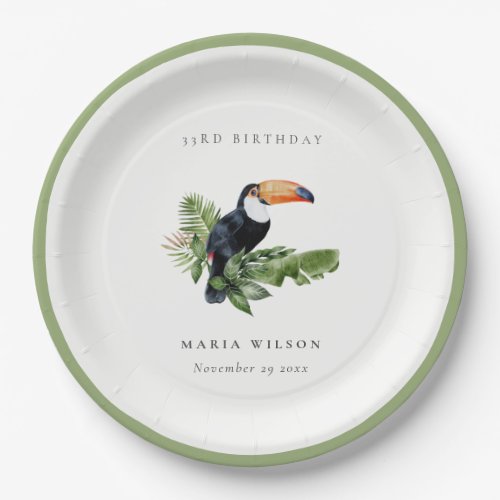 Tropical Rainforest Toucan Fauna Any Age Birthday Paper Plates