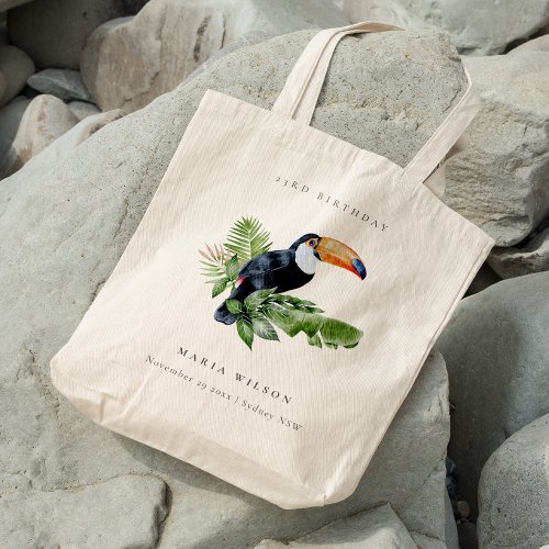 Tropical Rainforest Toucan Fauna Any Age Birthday Tote Bag