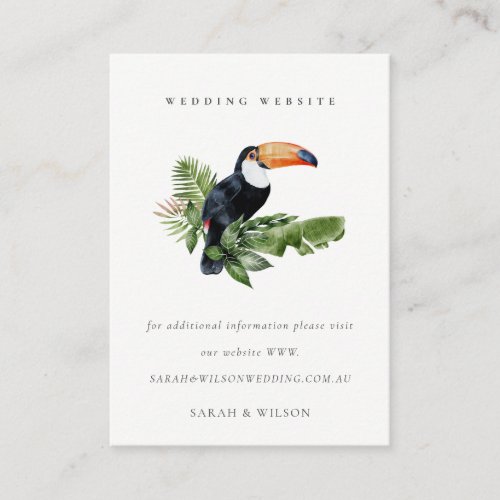 Tropical Rainforest Toucan Fauna Wedding Website Enclosure Card
