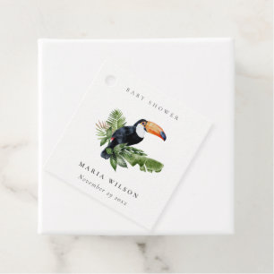 Tropical Rainforest Toucan Foliage Baby Shower Favor Tags