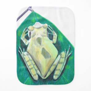 Tropical Rainforest Tree Frog on Leaf Burp Cloth