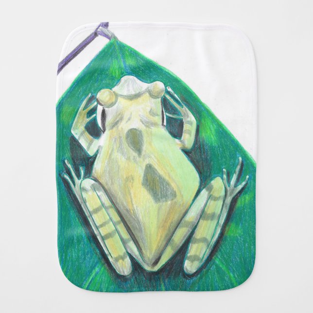 Tropical Rainforest Tree Frog on Leaf Burp Cloth (Front)