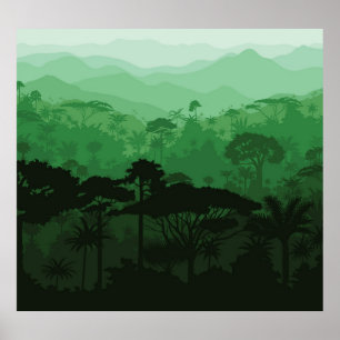 Tropical rainforest: vintage jungle background. poster