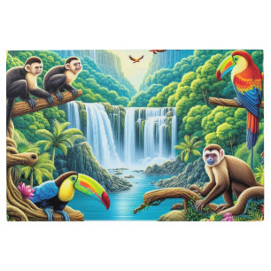 Tropical Rainforest Waterfall Metal Print