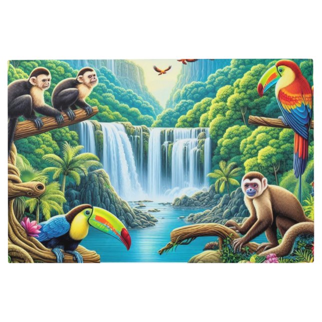 Tropical Rainforest Waterfall Metal Print (Front)