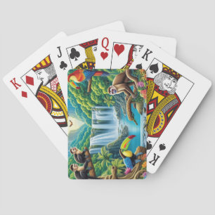 Tropical Rainforest Waterfall Poker Cards