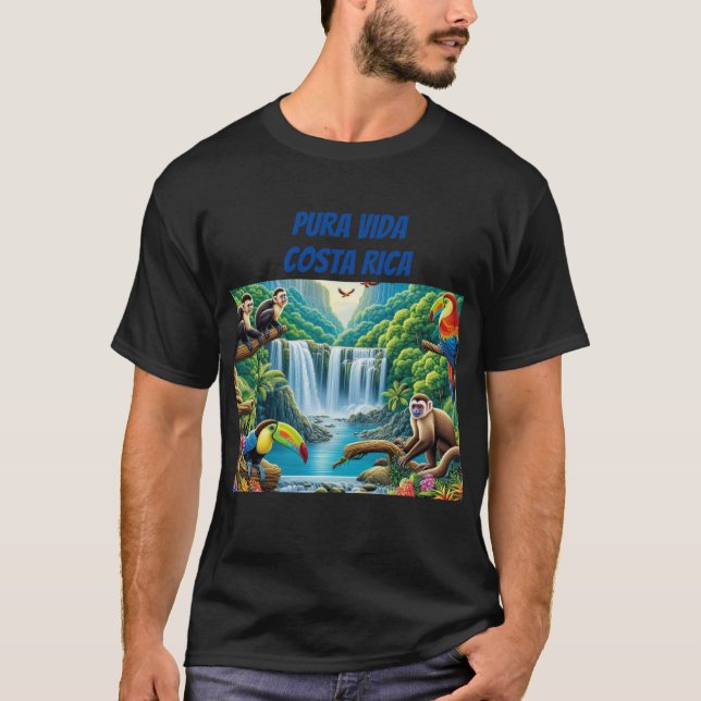 Tropical Rainforest Waterfall T-Shirt (Front)
