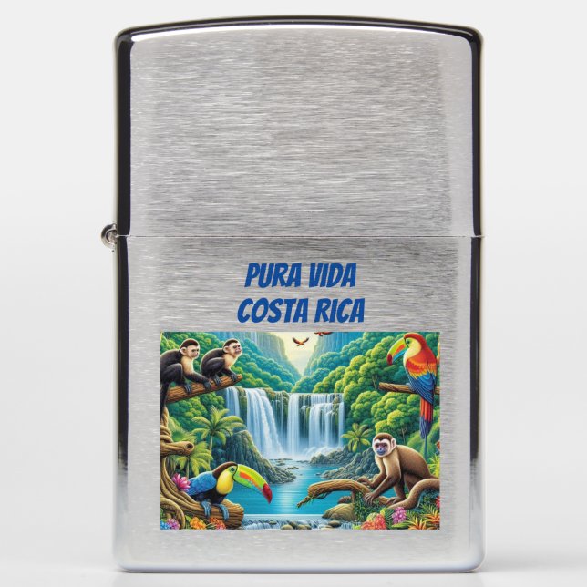 Tropical Rainforest Waterfall Zippo Lighter (Front)