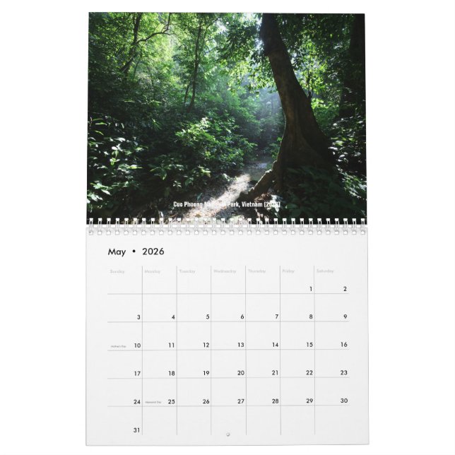Tropical rainforests calendar (May 2026)