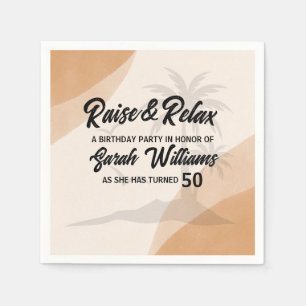 Tropical Raise & Relax 50th Birthday Party Napkins
