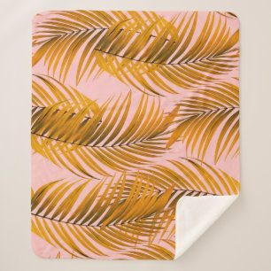 Tropical Realistic Leaves Pattern Trendy Fashion C Sherpa Blanket