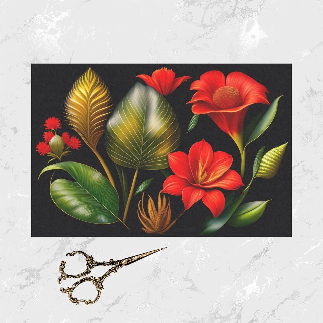 Tropical Red Floral Illustration Tissue Paper (Creator Uploaded)