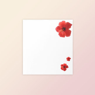 Tropical Red Hibiscus Floral Notepad