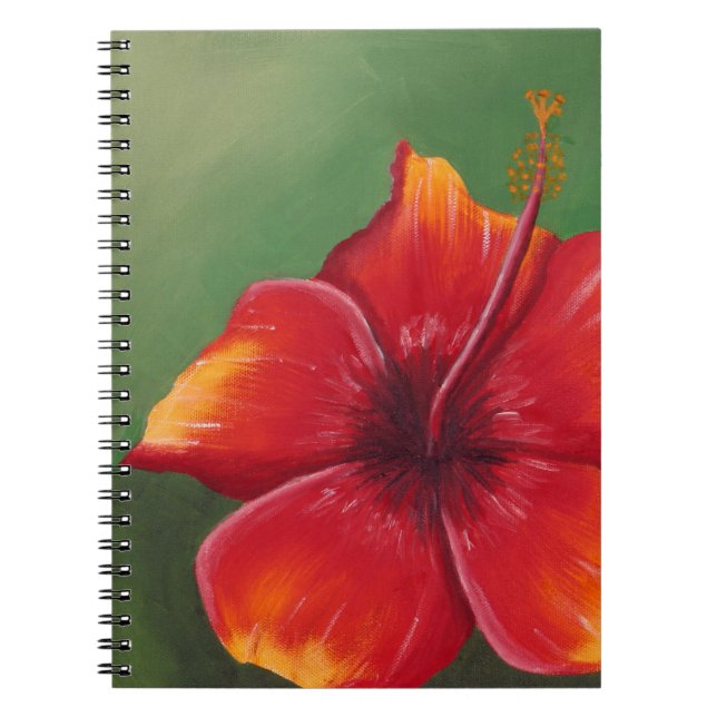 Tropical Red Hibiscus Flower | Oil Painting Notebook (Front)