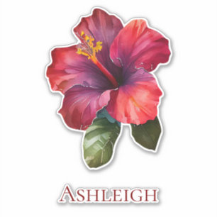 Tropical Red Hibiscus Flower Sticker