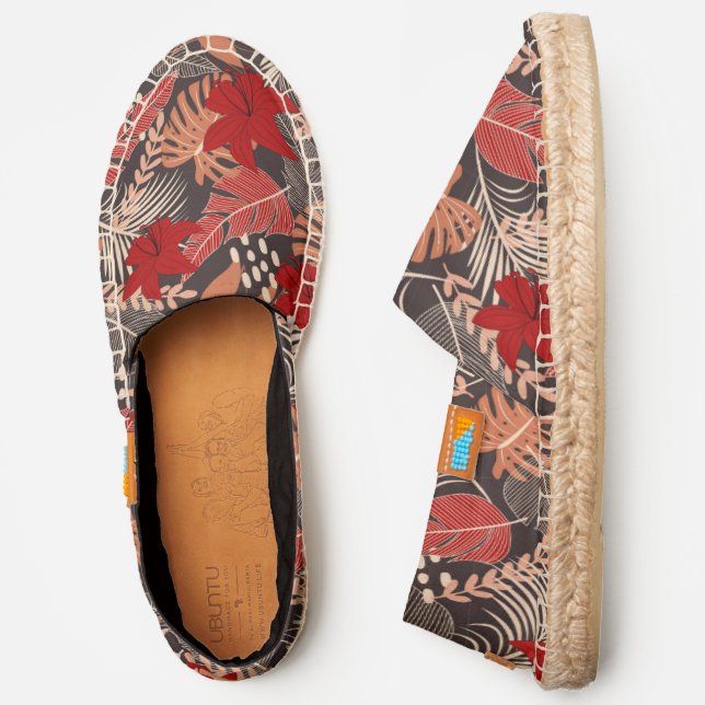 Tropical Red Lily Floral Pattern | Botanical Espadrilles (Side)