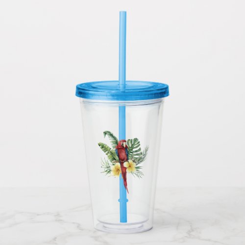 Tropical Red Parrot Acrylic Tumbler