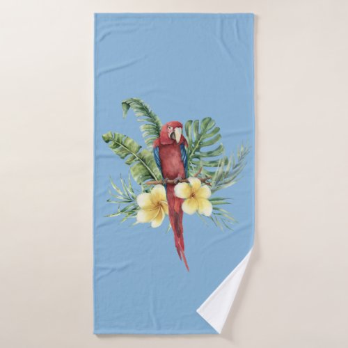 Tropical Red Parrot Bath Towel