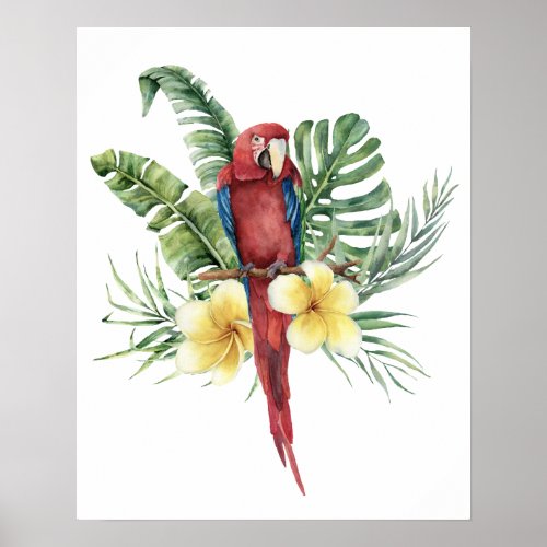 Tropical Red Parrot Poster