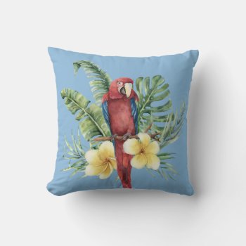 Tropical Red Parrot Throw Pillow by FantasyPillows at Zazzle