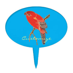Tropical Red Parrot Thunder_Cove Cake Topper