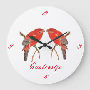 Tropical Red Parrot Thunder_Cove Large Clock
