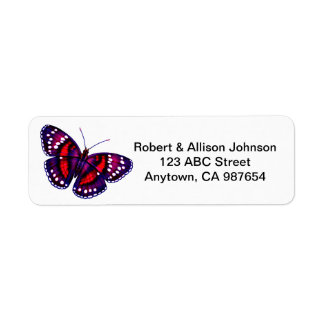 Tropical Red Purple Butterfly Address Labels