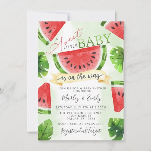 Tropical Red Watermelon Baby Shower Invitation
