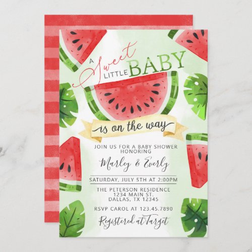 Tropical Red Watermelon Baby Shower Invitation