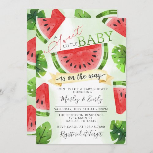 Tropical Red Watermelon Baby Shower Invitation