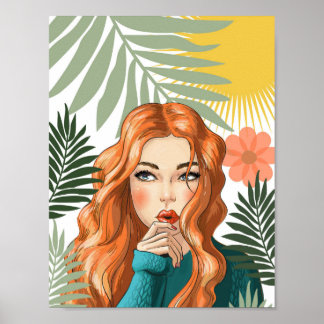 Tropical Redhead Print