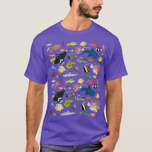 Tropical Reef Fishes Dark  T_Shirt