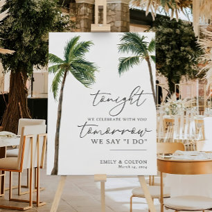 Tropical Rehearsal Dinner Welcome Sign, Beach Wed Foam Board