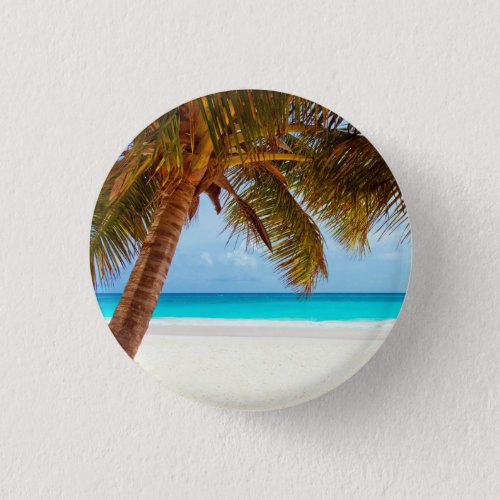Tropical Relaxing Beach Palm Scene Pinback Button