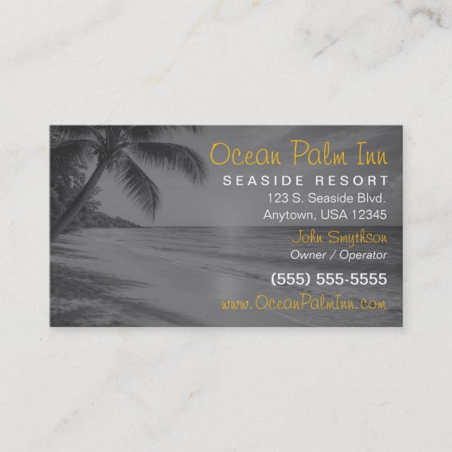 Tropical Resort | Beachfront Hotel & Seaside Inn Business Card (Front)