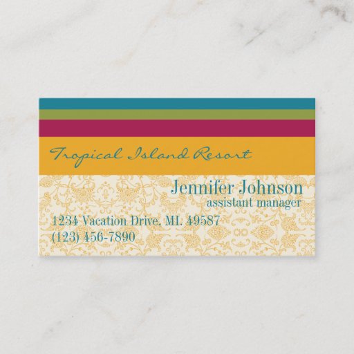 Customizable Tropical Resort Manager Business Card