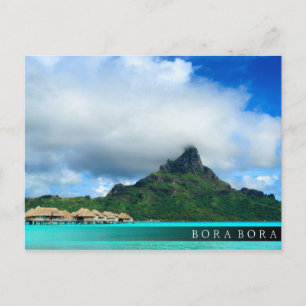 Tropical resort on Bora Bora bar postcard