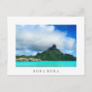 Tropical resort on Bora Bora white postcard