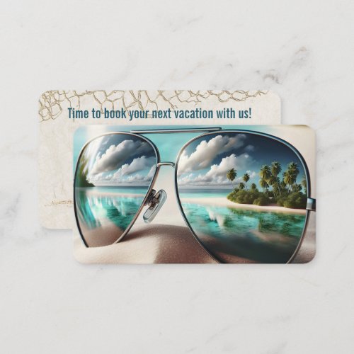 Tropical Resort Reflection In Sunglasses   Business Card