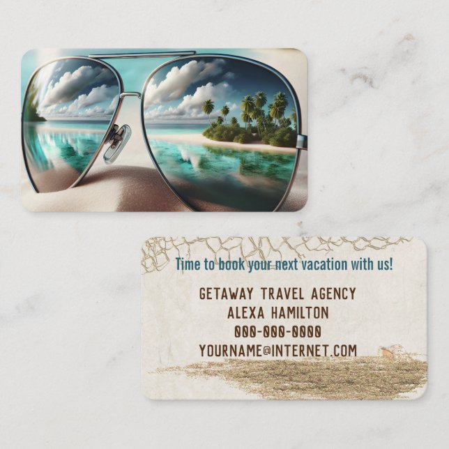 Tropical Resort Reflection In Sunglasses   Business Card (Front/Back)
