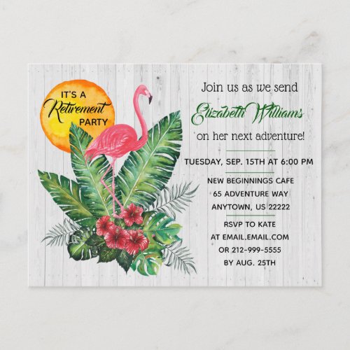 Tropical Retirement Party Invitation Postcard