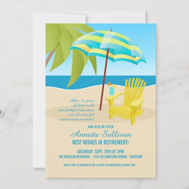 Tropical Retirement Party Invitations (Front)
