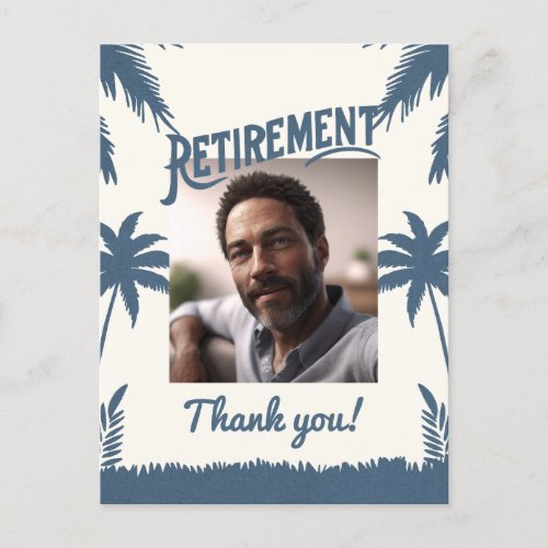 Tropical retirement photo thank you postcard